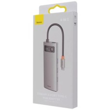 Переходник USB HUB Baseus Baseus Metal Gleam Series 4in1 (Type-C) (USB3.0+1RJ45) (Серый) WKWG070113